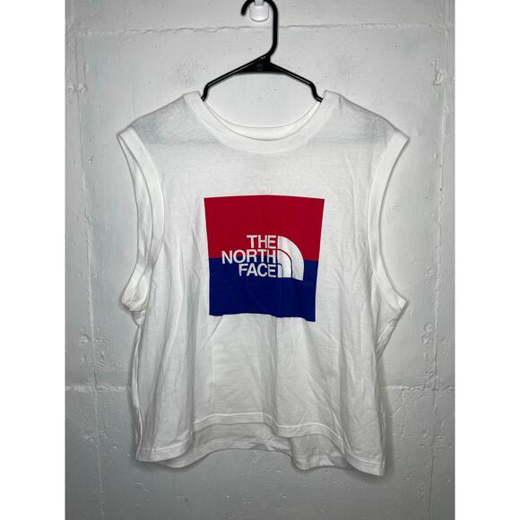 The North Face Womens White Red Blue Graphic Tank Top Size XL - Picture 1 of 5